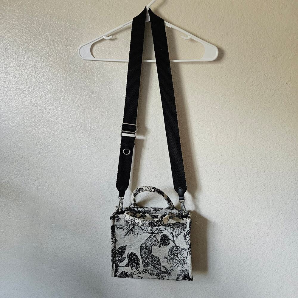 Black and cream mini tote bag purse